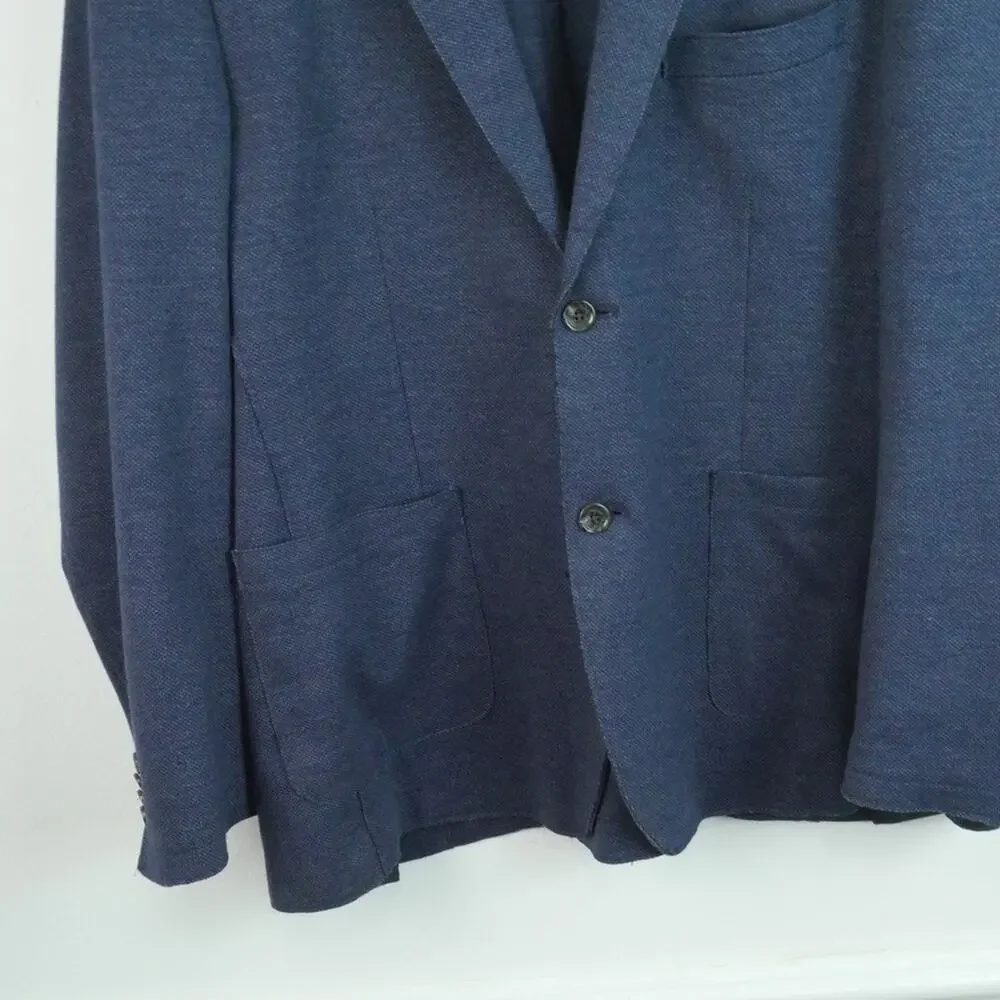 7 Diamonds Bronk Blazer Unstructured Jacket Sport Coat XL Blue Knit Cotton Blend